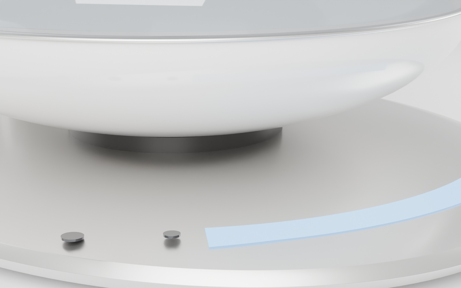 Close-up of the borderless curved display on the front edge and the side buttons